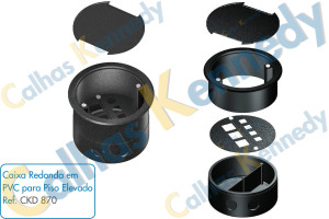 Acessórios para Calhas de Piso Duto BS - Caixa Redonda em PVC para Piso Elevado