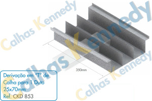 Acessórios para Calhas de Piso Duto BS - Derivação em T de Calha para 1 Duto 25x70mm