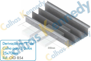 Acessórios para Calhas de Piso Duto BS - Derivação em T de Calha para 3 Dutos 25x70mm