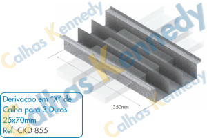 Acessórios para Calhas de Piso Duto BS - Derivação em X de Calha para 3 Dutos 25x70mm